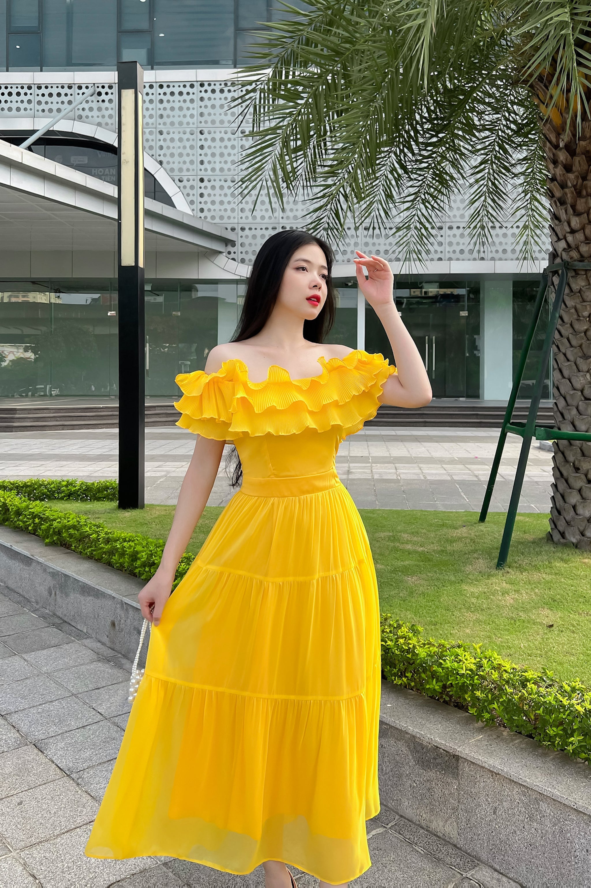 VÁY MAXI BÈO NHÚN DRESS ドレス　民族衣装　ベトナムドレス